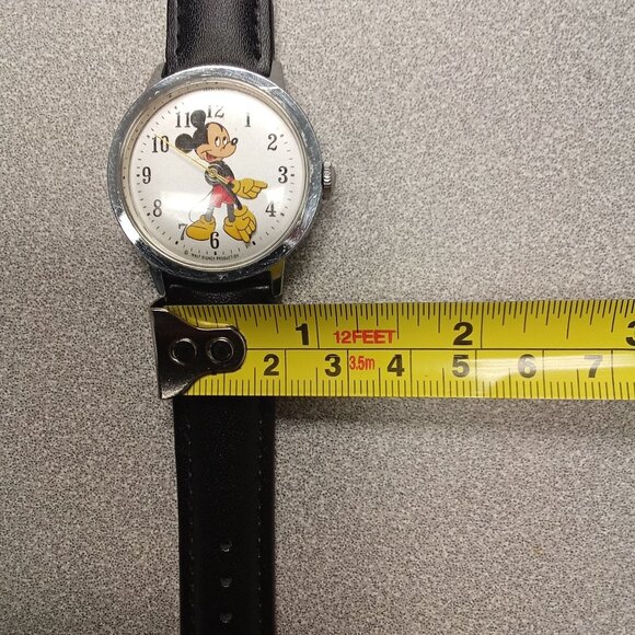 Timex Mickey Mouse Watch With Black Leather Strap & Silver Case - Picture 3 of 7